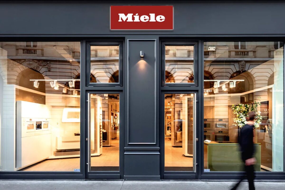 Miele showroom displaying premium kitchen appliances.